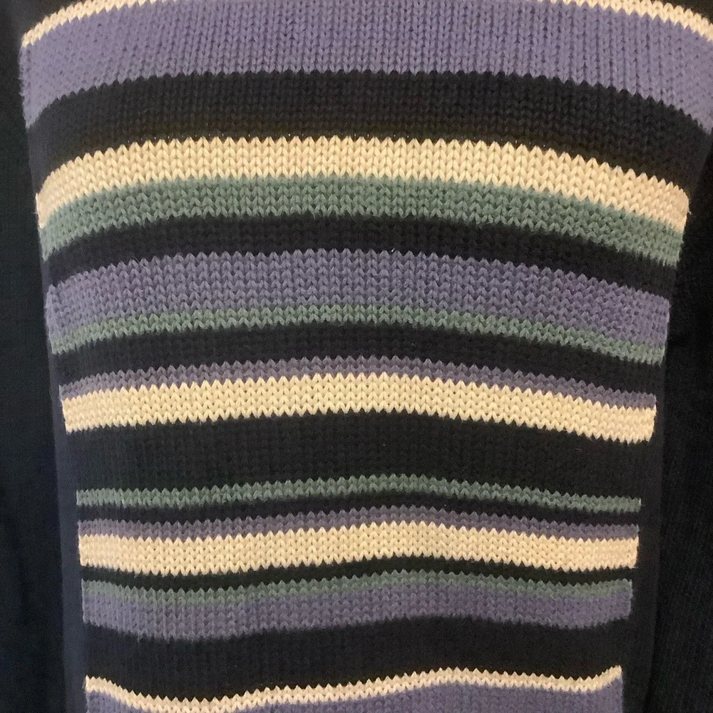 PARKHURST DARK BLUE STRIPED LONG SLEEVE KNIT SWEATER/ Size M - Picture 6 of 13